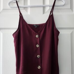 Dynamite Burgundy Button-Front Camisole